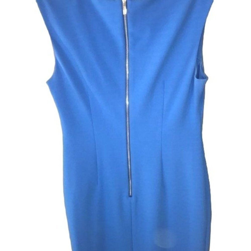 DKNY size 2 Blue dress with asymmetrical neck and 19" gold accent metal zipper - Picture 5 of 17